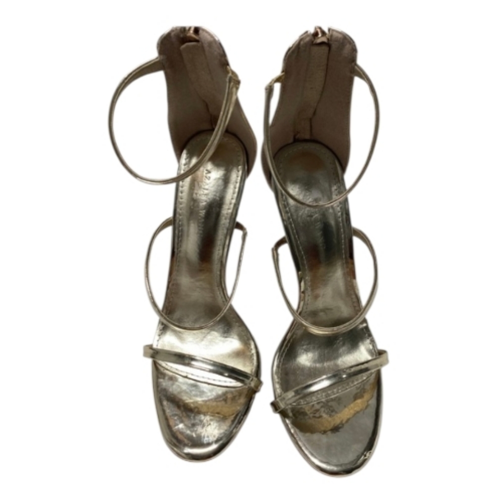 Azalea Wang Women's Marbella-Gold Textured Diamond Stilettos Size 8